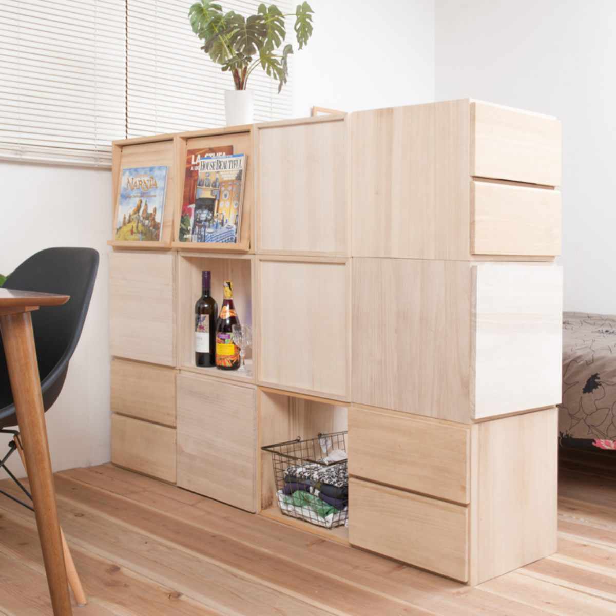 収納ボックス 幅39cm ユニットボックス 扉タイプ 桐材 生地仕上げ ( 収納ボックス ラック 収納 収納BOX ボックス 木製 完成品 シェルフ 収納棚 飾り棚 ディスプレイラック 多目的ラック 木目 ナチュラル シンプル )