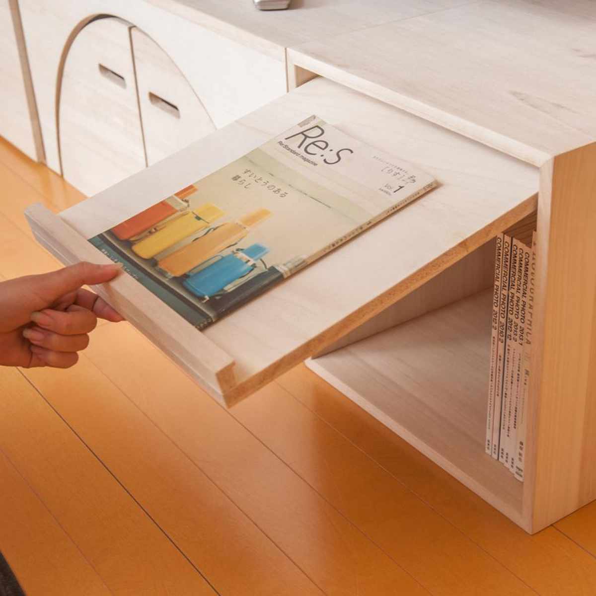 収納ボックス 幅39cm ユニットボックス フラップ扉タイプ 桐材 生地仕上げ ( 収納ボックス ラック 収納 収納BOX ボックス 木製 完成品 シェルフ 収納棚 飾り棚 ディスプレイラック 多目的ラック 木目 ナチュラル シンプル )