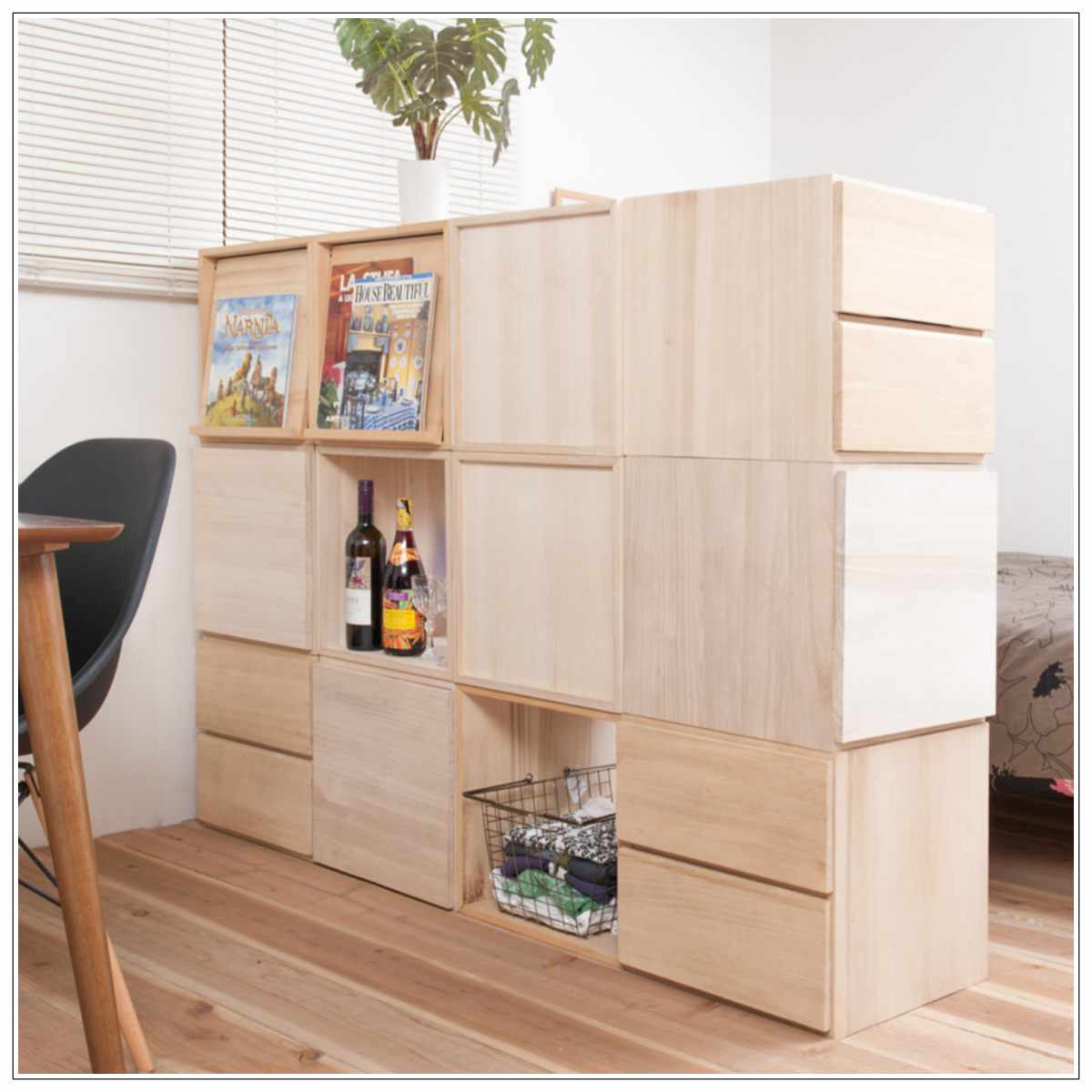 収納ボックス 幅39cm ユニットボックス フラップ扉タイプ 桐材 生地仕上げ ( 収納ボックス ラック 収納 収納BOX ボックス 木製 完成品 シェルフ 収納棚 飾り棚 ディスプレイラック 多目的ラック 木目 ナチュラル シンプル )