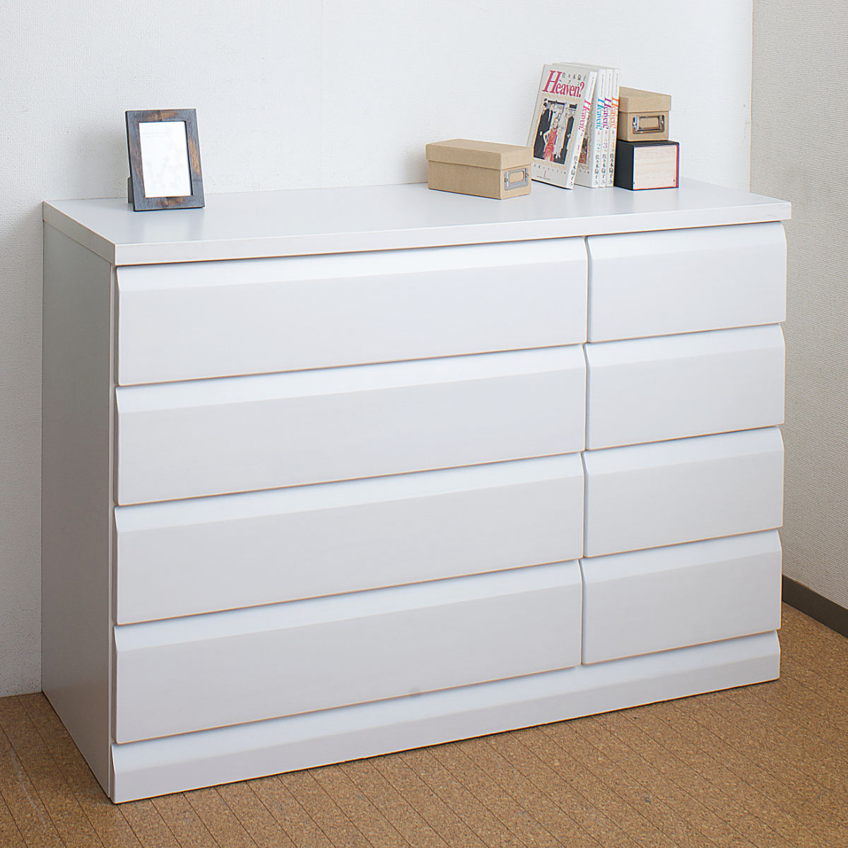 チェスト 4段 5段 6段 7段 桐製 洋タンス 幅60cm 幅80cm 98cm 119cm スライドレール付き 完成品 日本製 ( 木製 タンス 桐たんす 桐チェスト 国産 桐 引出し 整理タンス 衣類収納 箪笥 シンプル 和室 洋室 衣装ケース ) 【ホワイト 4段(幅119cm)】 ホワイト 4段(幅119cm)