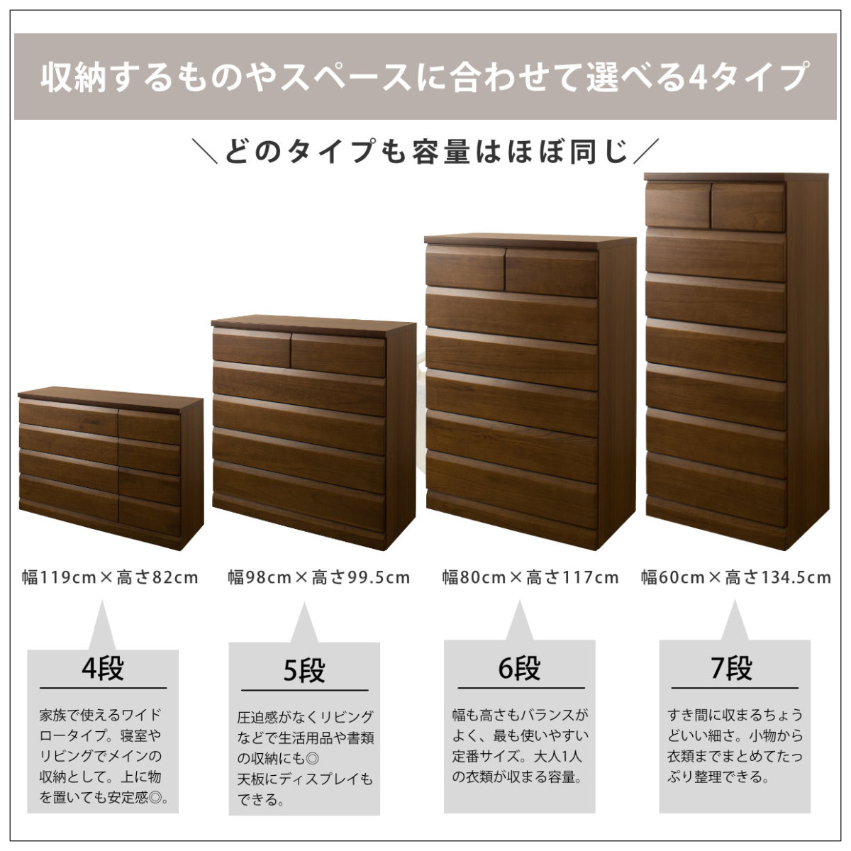 チェスト 4段 5段 6段 7段 桐製 洋タンス 幅60cm 幅80cm 98cm 119cm スライドレール付き 完成品 日本製 ( 木製 タンス 桐たんす 桐チェスト 国産 桐 引出し 整理タンス 衣類収納 箪笥 シンプル 和室 洋室 衣装ケース ) 【ホワイト 4段(幅119cm)】 ホワイト 4段(幅119cm)