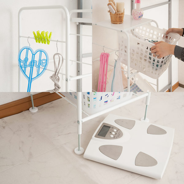 キャスター付き バスケットワゴン 3段 天板付き ( ランドリーワゴン ランドリーバスケット 洗濯かご 洗濯カゴ キャスター スリム 脱衣かご 洗濯物入れ ランドリーラック )