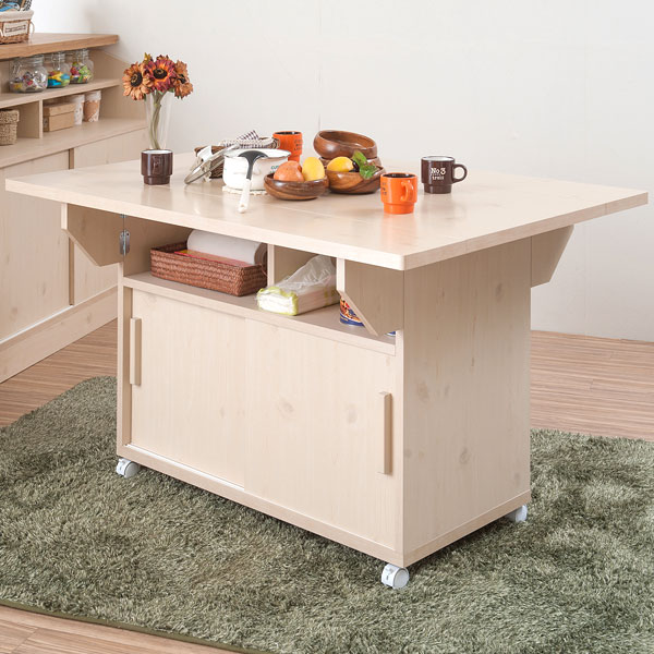 カウンターテーブル バタフライ キャスター付 幅89.5cm （ ワゴン 両