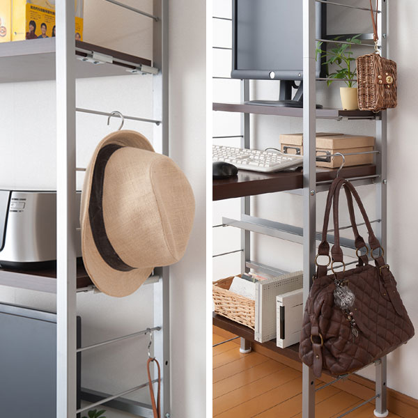 突っ張りスリムデスク 幅91cm ( 突っ張り デスク 机 パソコンデスク 収納 壁面 壁面収納 ワークデスク 学習デスク 学習机 つっぱり式 高さ調節 シンプル ) 【ホワイト】 ホワイト