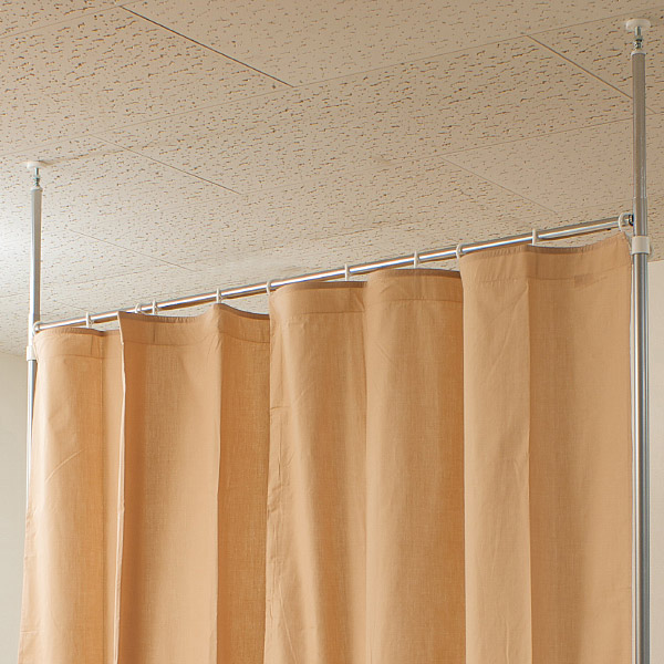 突っ張り カーテンポール 間仕切り 伸縮 ( つっぱり カーテンレール ポール ホワイト ライトブラウン 突っ張り式 突っぱり ツッパリ日本製 目隠し 試着室 目隠しカーテン 目隠し カーテン 収納 間仕切り収納 ) 【ホワイト】 ホワイト