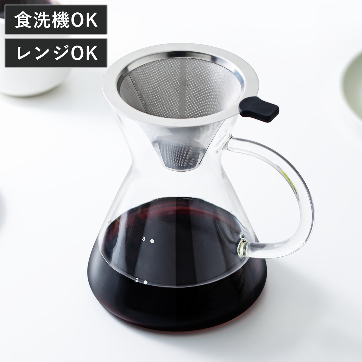 &NE nikii cafe ドリッパー 450ml ガラスドリッパー&サーバー ( ガラス 電子レンジ対応 食洗機対応 コーヒードリッパー コーヒーサーバー おしゃれ かわいい ペーパーレス 紙不要 ハンドドリップ )