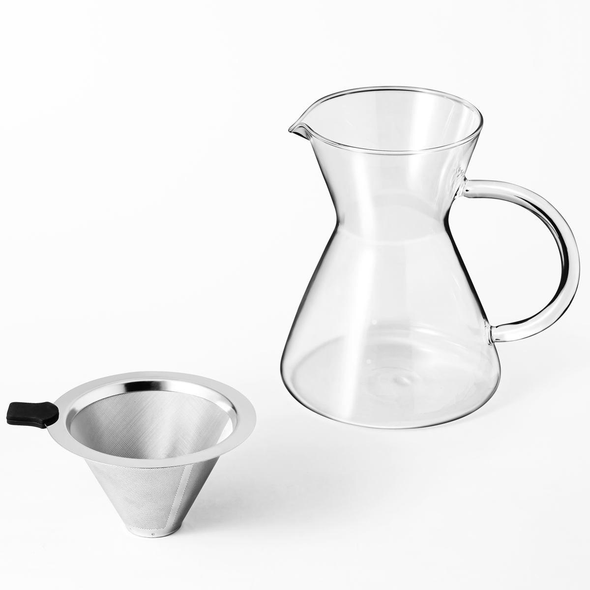 &NE nikii cafe ドリッパー 450ml ガラスドリッパー&サーバー ( ガラス 電子レンジ対応 食洗機対応 コーヒードリッパー コーヒーサーバー おしゃれ かわいい ペーパーレス 紙不要 ハンドドリップ )