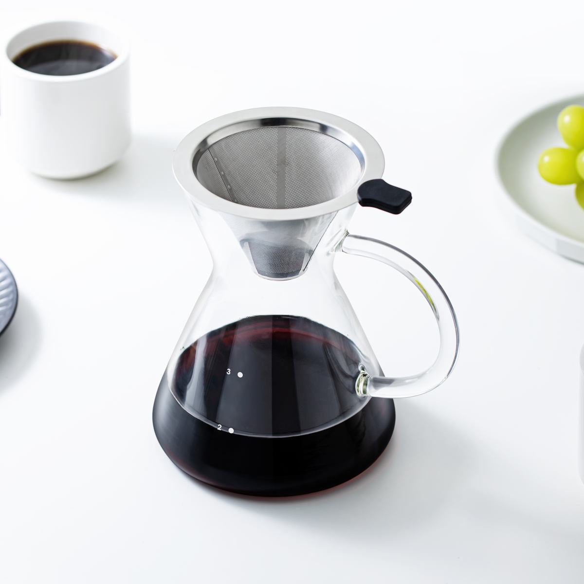 &NE nikii cafe ドリッパー 450ml ガラスドリッパー&サーバー ( ガラス 電子レンジ対応 食洗機対応 コーヒードリッパー コーヒーサーバー おしゃれ かわいい ペーパーレス 紙不要 ハンドドリップ )