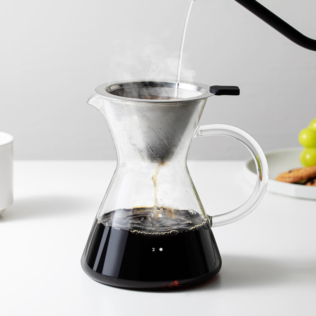 &NE nikii cafe ドリッパー 450ml ガラスドリッパー&サーバー ( ガラス 電子レンジ対応 食洗機対応 コーヒードリッパー コーヒーサーバー おしゃれ かわいい ペーパーレス 紙不要 ハンドドリップ )