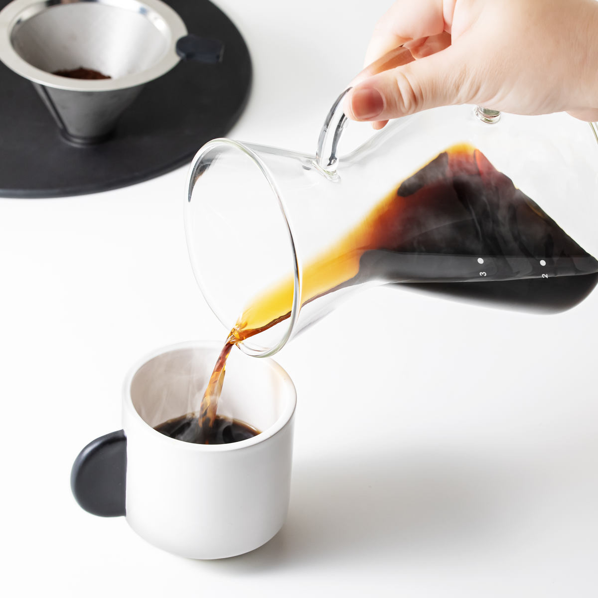 &NE nikii cafe ドリッパー 450ml ガラスドリッパー&サーバー ( ガラス 電子レンジ対応 食洗機対応 コーヒードリッパー コーヒーサーバー おしゃれ かわいい ペーパーレス 紙不要 ハンドドリップ )