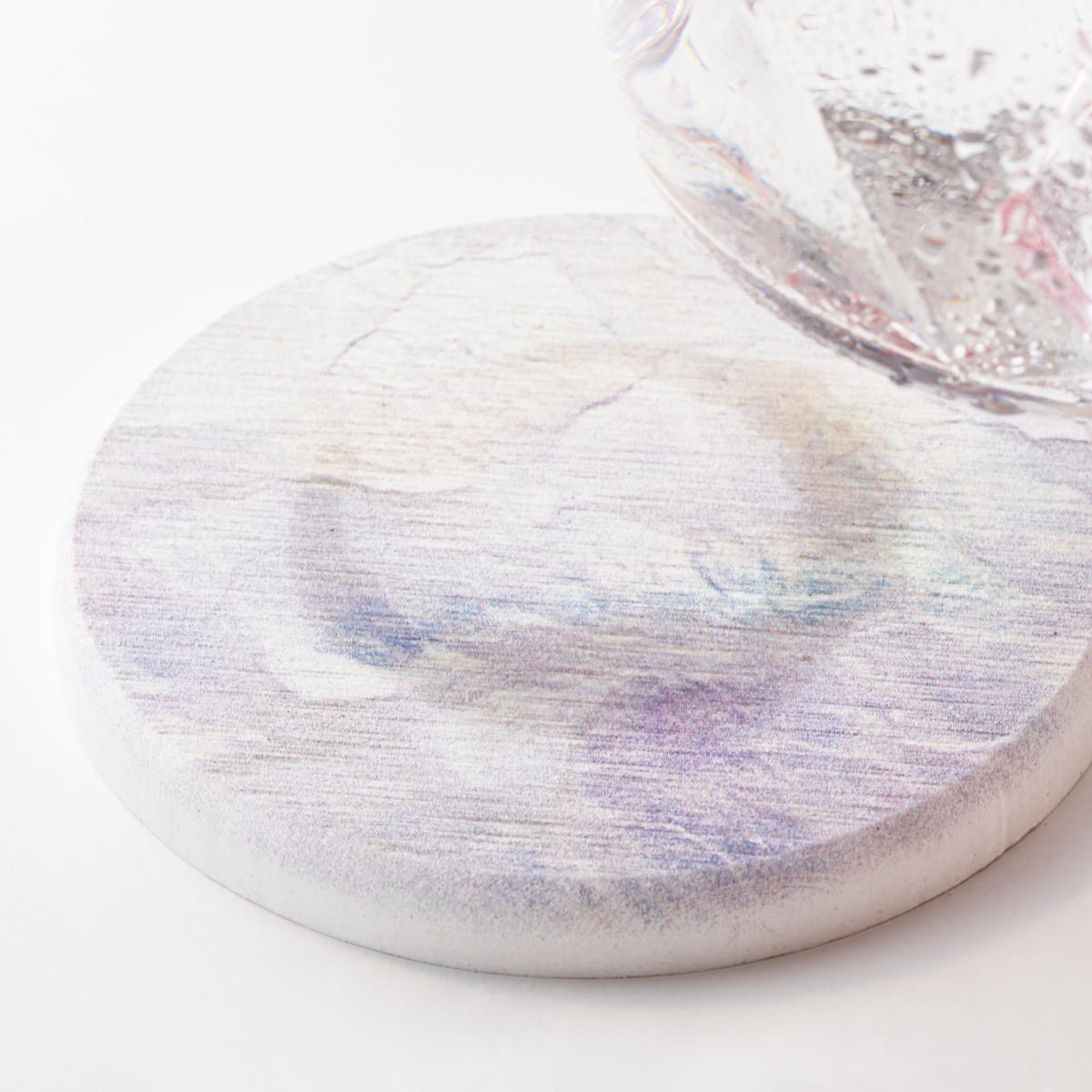 &NE ラバストーンコースター プリント ( 溶岩石 コースター ノンアスベスト アスベスト不使用 茶たく 茶托 グラスマット 丸 9cm 吸水 速乾 清潔 かわいい おしゃれ シンプル 無地 グラデ 花柄 大理石 テーブルウェア ) 【グラデイエロー】 グラデイエロー