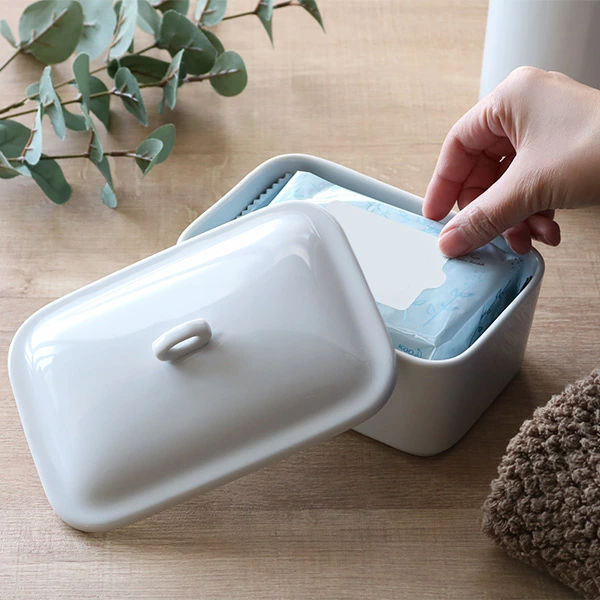 ウェットティッシュ ケース ラシプーロ 除菌シートBOX 陶器 ( ウェットティッシュケース ウェットシート 除菌シート トイレシート ふた付き シンプル お尻拭き トイレ 洗面所 掃除 サニタリー用品 トイレ用品 おしゃれ )