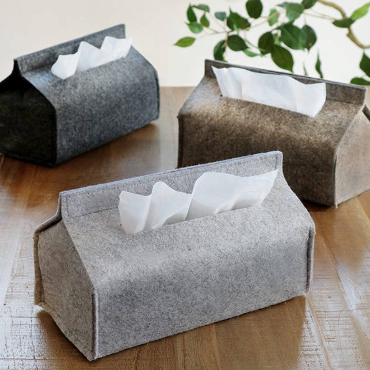 ティッシュケース フェルトティッシュカバー ( ティッシュ ケース ボックスティッシュケース フェルト シンプル おしゃれ ボックスティッシュ ティッシュボックスケース ティッシュディスペンサー 目隠し 置き型 インテリア ) 【グレー】