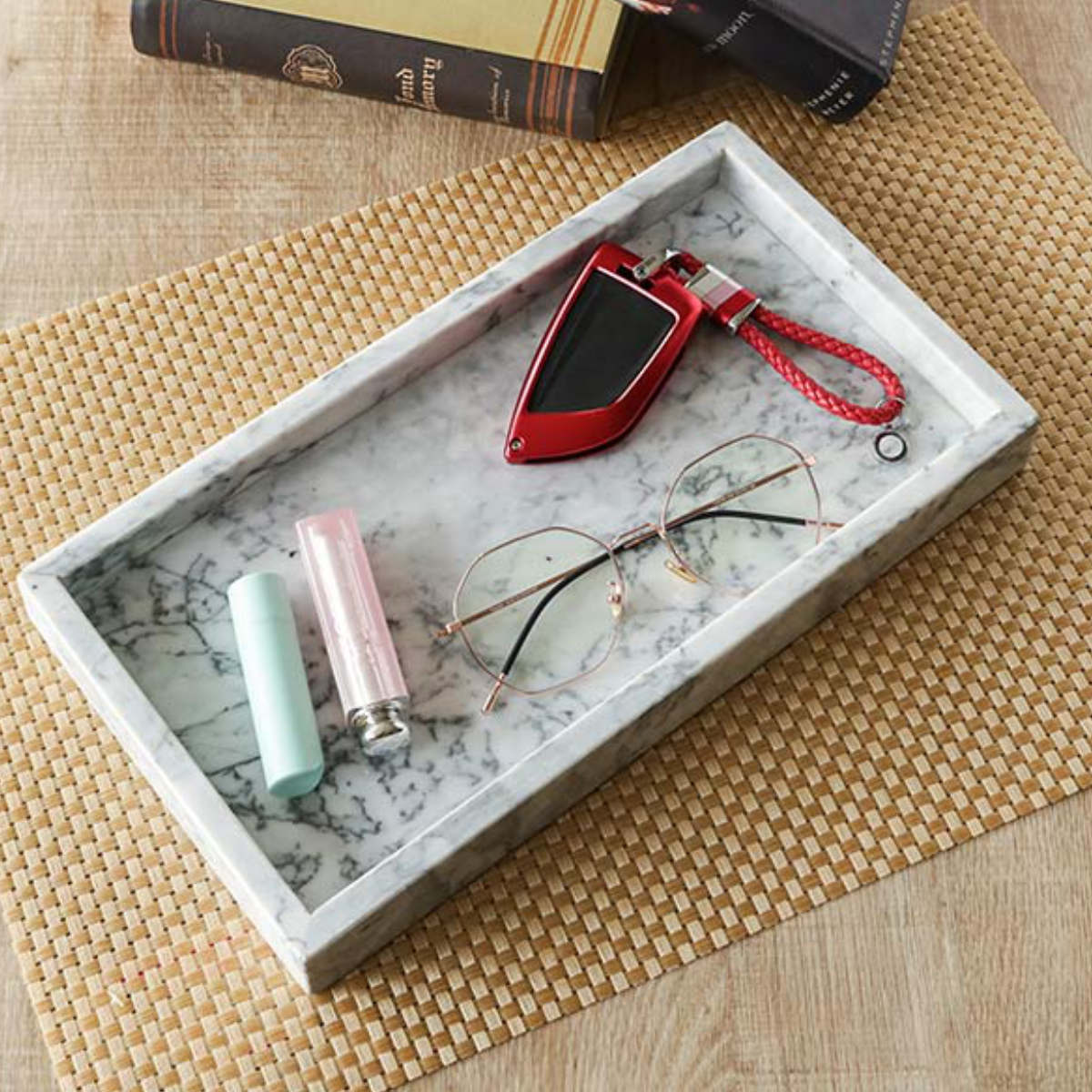 アクセサリートレー ストーンマーブル ロングトレイ 大理石 （ トレー