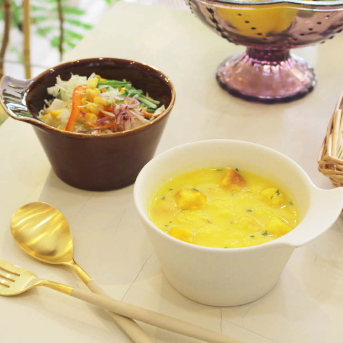 ルラーレ ボウル クリーム ( 食洗機対応 電子レンジ対応 サラダボウル スープボウル とんすい 持ち手付き 汁物 スープ 鍋 取り皿 サラダ 無地 シンプル おしゃれ ) 【アメ】