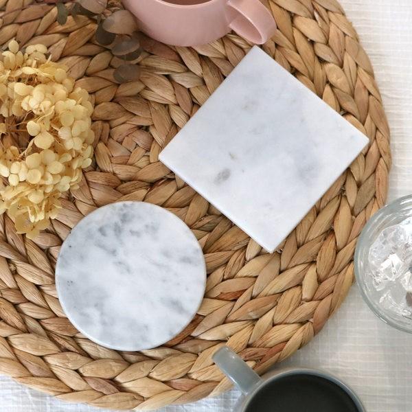 ストーンマーブル コースター ( 大理石コースター 丸 角 トレー プレート 天然大理石 ストーンコースター トレイ 石 おしゃれ かわいい アクセサリートレイ ) 【スクエア】