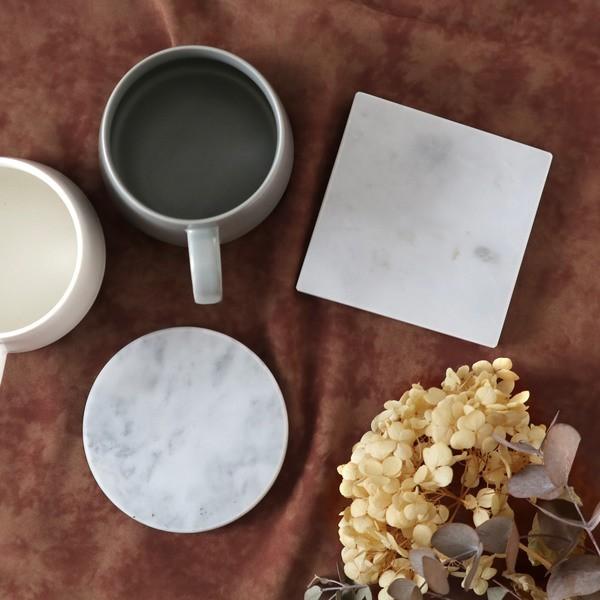 ストーンマーブル コースター ( 大理石コースター 丸 角 トレー プレート 天然大理石 ストーンコースター トレイ 石 おしゃれ かわいい アクセサリートレイ ) 【スクエア】 スクエア