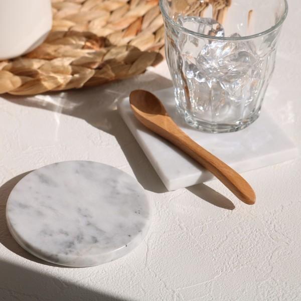 ストーンマーブル コースター ( 大理石コースター 丸 角 トレー プレート 天然大理石 ストーンコースター トレイ 石 おしゃれ かわいい アクセサリートレイ ) 【スクエア】 スクエア