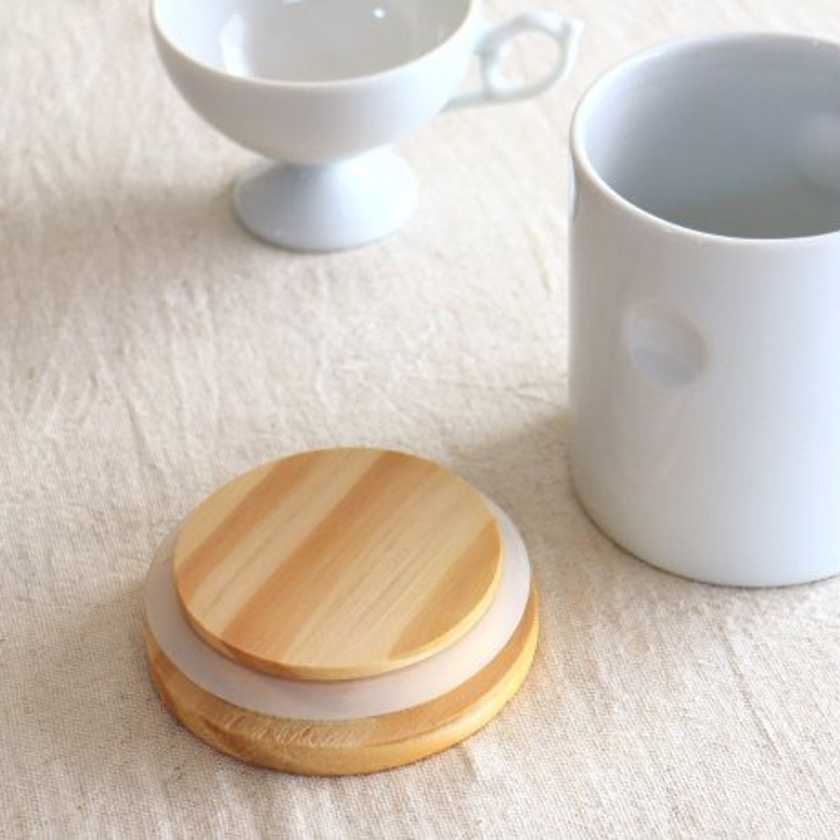 保存容器 陶器製 キャニスター 500ml ( 調味料入れ 密閉 密閉保存容器 陶器 密閉容器 調味料容器 木蓋 天然木 パッキン 食品保存 木製蓋 フタ 砂糖 塩 コーヒー 小物入れ スタッキング 積み重ね )