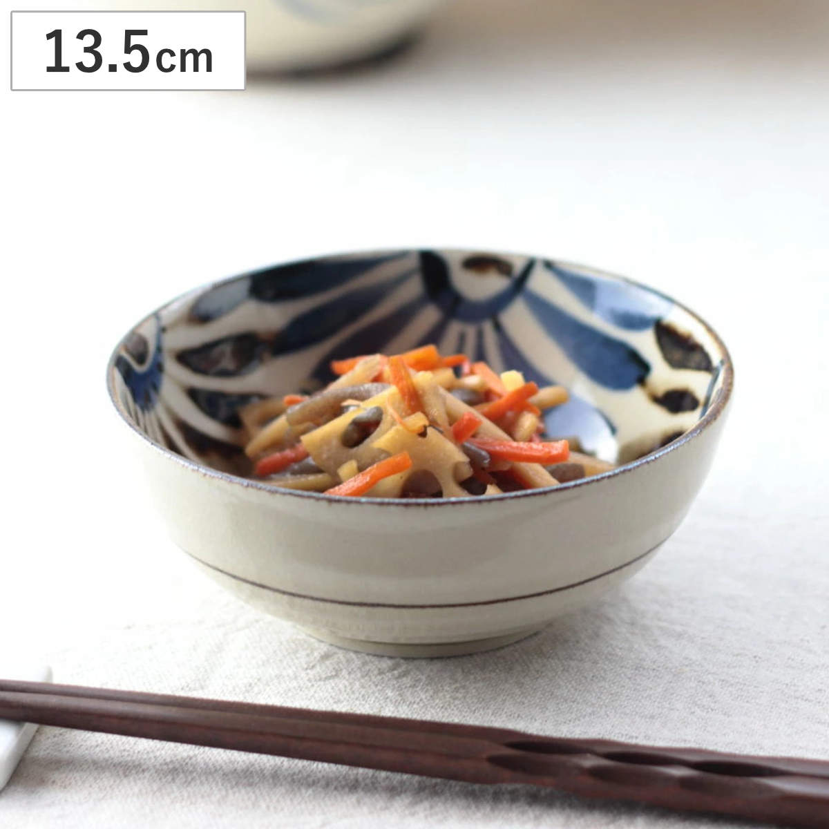 鉢 民彩はな絵 中鉢 13.5cm 日本製 ( 磁器 美濃焼 プレート お皿 皿 ボウル 器 うつわ 電子レンジ対応 食洗機対応 食器 おしゃれ かわいい 丼 サラダ 深い )