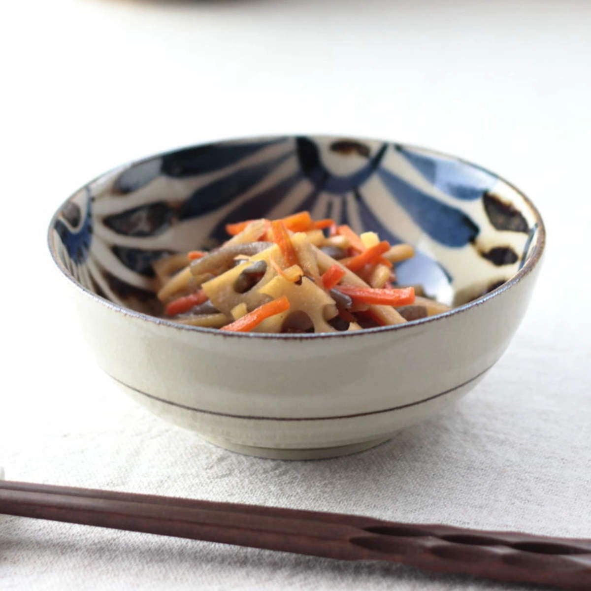 鉢 民彩はな絵 中鉢 13.5cm 日本製 ( 磁器 美濃焼 プレート お皿 皿 ボウル 器 うつわ 電子レンジ対応 食洗機対応 食器 おしゃれ かわいい 丼 サラダ 深い )