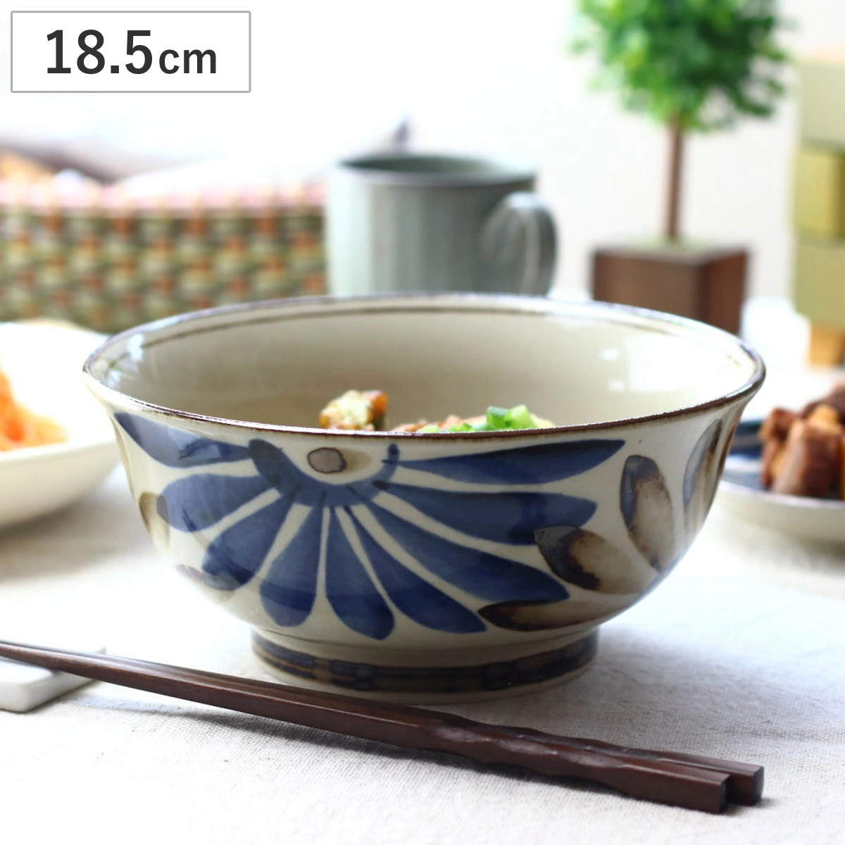 鉢 民彩はな絵 麺鉢 18.5cm 日本製 ( 磁器 美濃焼 お椀 器 うつわ 電子レンジ対応 食洗機対応 食器 おしゃれ かわいい 丼 うどん ラーメン そば )