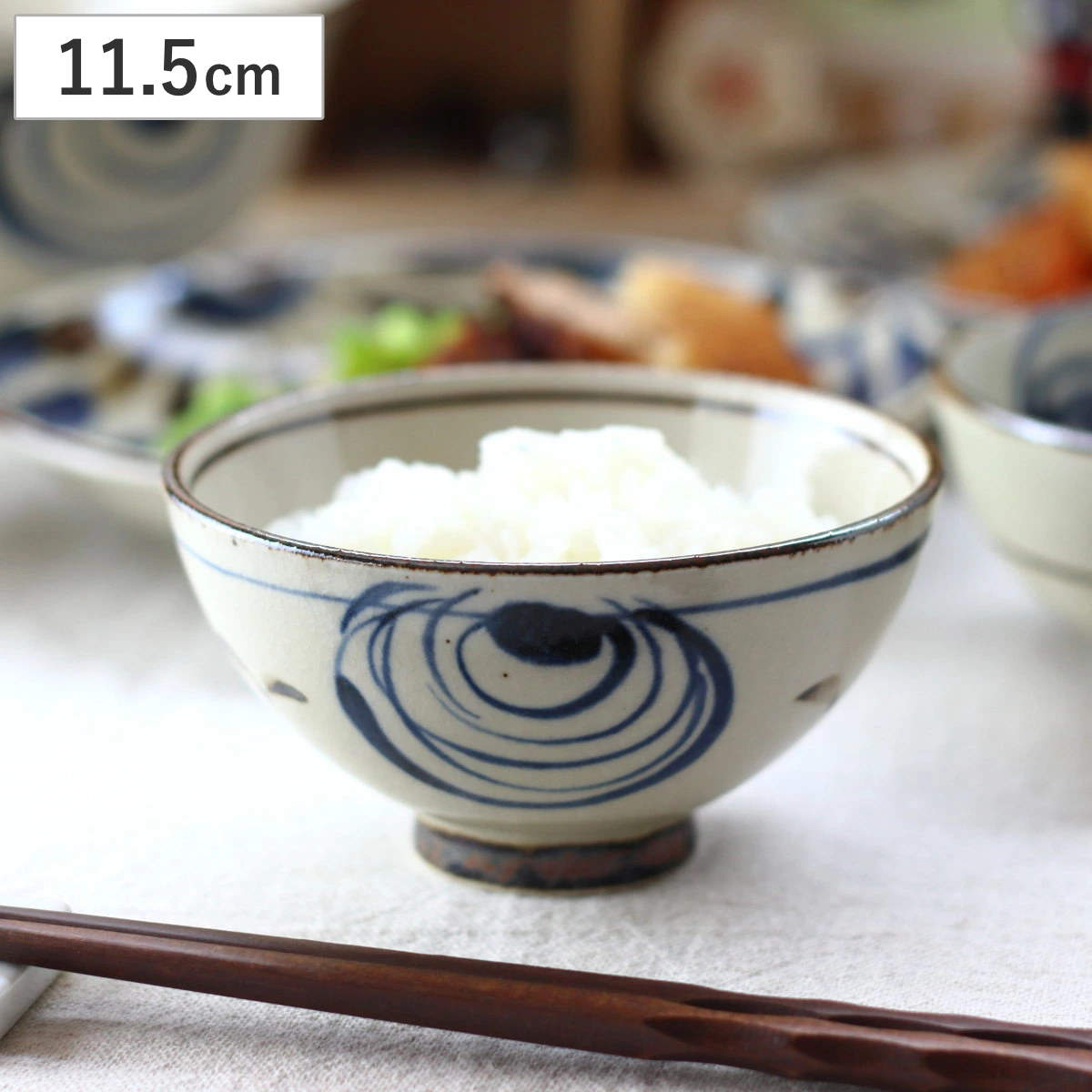 お椀 民彩渦紋 茶碗 11.5cm 日本製 （ 磁器 美濃焼 器 うつわ 電子レンジ対応 食洗機対応 食器 おしゃれ かわいい 茶わん ）