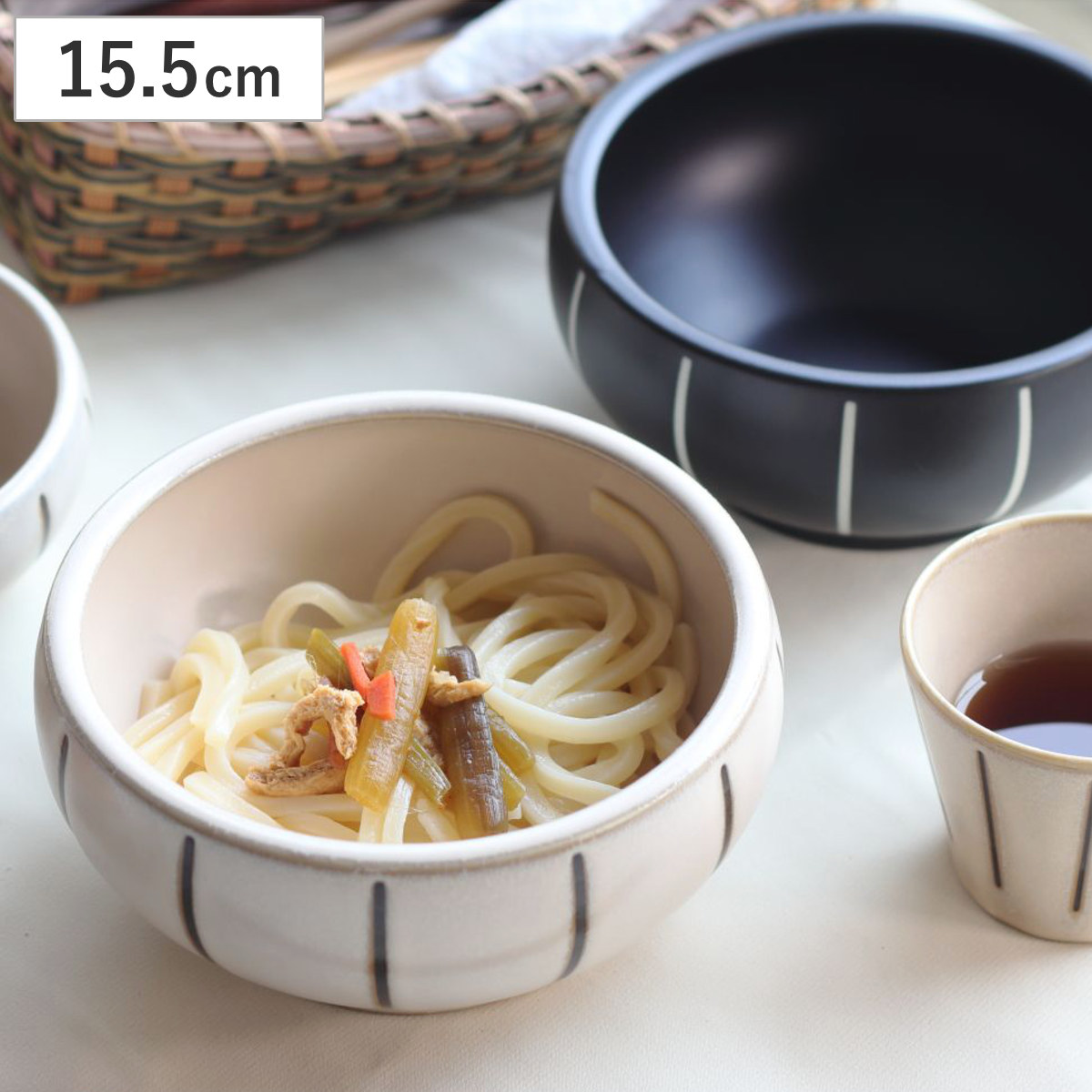 丼鉢 モノクロストライプ ビビンバ丼 15.5cm （ 陶磁器 美濃焼 食洗機対応 電子レンジ対応 日本製 丼 どんぶり 丼物 ボウル 鉢 器 和食器 和モダン おしゃれ カフェ風 ） 【黒マット】