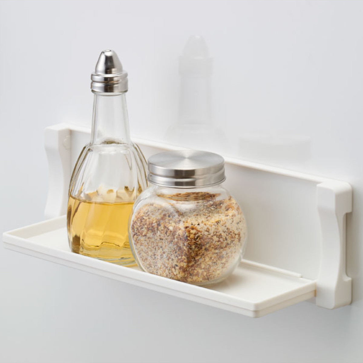 キッチン収納 マグネット マグシャーレ 小物置き マグネット収納 ( 調味料ラック スパイスラック 磁石 小物トレー トレイ ホルダー 小物ホルダー 調味料スタンド 調味料収納 ボトルラック スパイス収納 壁面収納 壁掛け ) 【ホワイト】 ホワイト