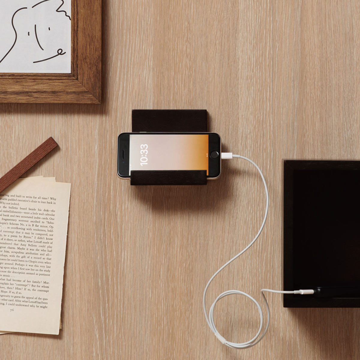 棚 壁掛け タナデコミニ マグネット 小物収納 トレー ラック 木製 幅10cm ( 収納 壁 壁面収納 ディスプレイ スタンド 磁石 壁付け 浮かせる収納 浮かせて 玄関収納 スマホスタンド ) 【ブラウン】 ブラウン