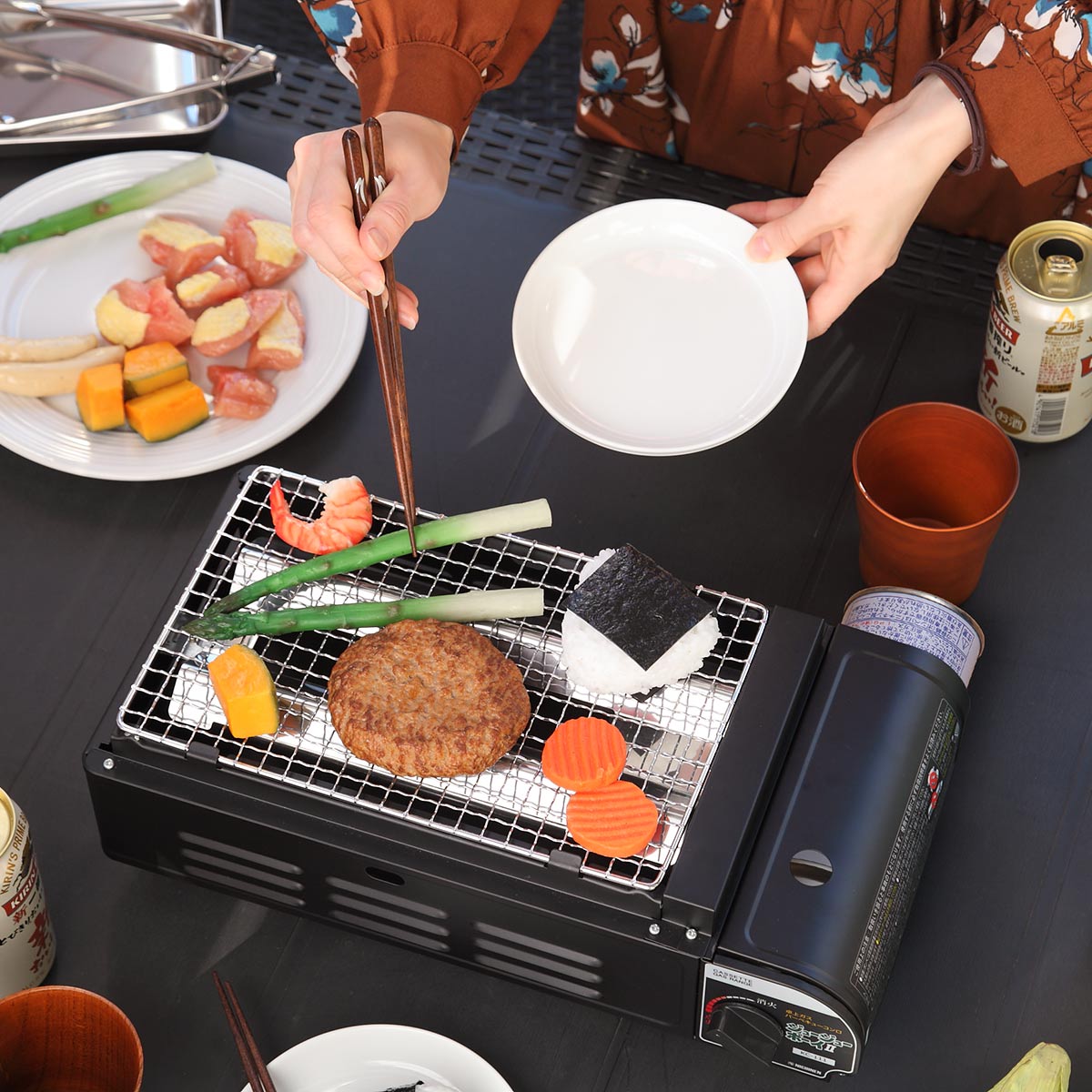 アウトドア バーベキューコンロ ガスコンロ カセットコンロ ジュージューボーイ2 （ カセット ガス バーベキュー 焼肉 コンロ 屋外 キャンプ  カセットボンベ カセットバスタイプ 手軽 簡単 ）