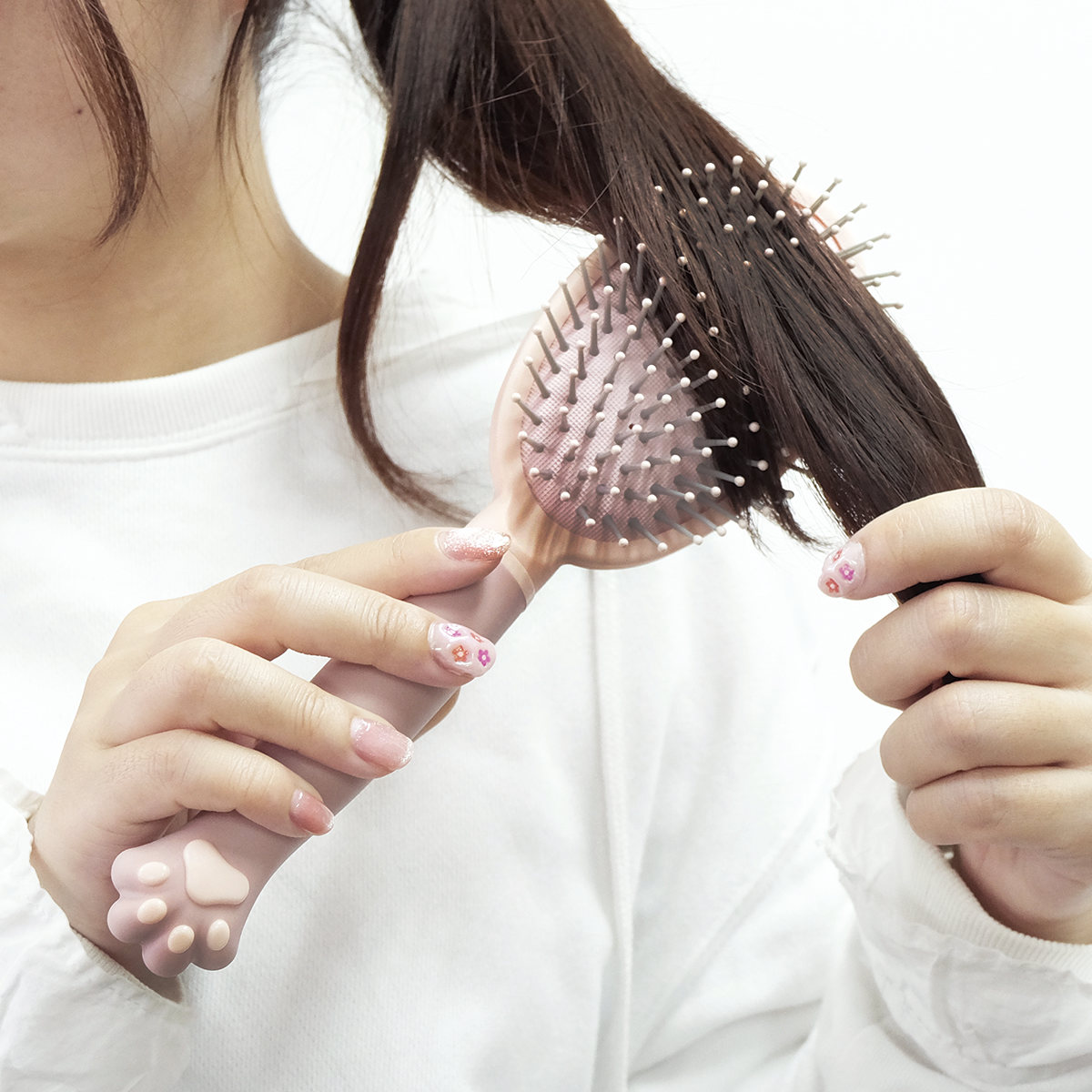 ヘアブラシ 肉球ヘアブラシ 猫 ( ブラシ コーム くし 櫛 柄付き 24cm 髪ブラシ 髪 頭 ヘアーブラシ 髪の毛 とかす メンズ レディース ヘアケア プレゼント )