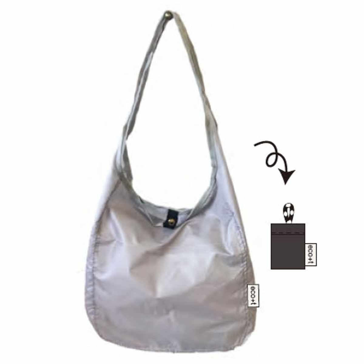 エコバッグ ET パッカブル ワンショルダー BAG コンパクト 紐付き ( マイバッグ トートバッグ 買い物バッグ レジ袋 レジバッグ 買い物袋 折りたたみ サブバッグ マルシェバッグ 肩掛け はっ水 軽量 おしゃれ カジュアル ) 【ブラック】 ブラック