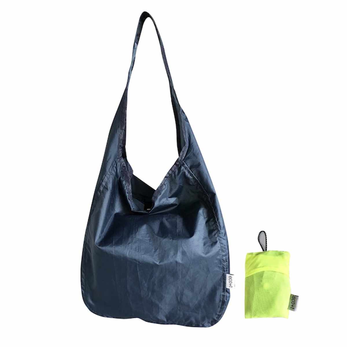 エコバッグ ET パッカブル ワンショルダー BAG コンパクト 紐付き ( マイバッグ トートバッグ 買い物バッグ レジ袋 レジバッグ 買い物袋 折りたたみ サブバッグ マルシェバッグ 肩掛け はっ水 軽量 おしゃれ カジュアル ) 【ブラック】 ブラック