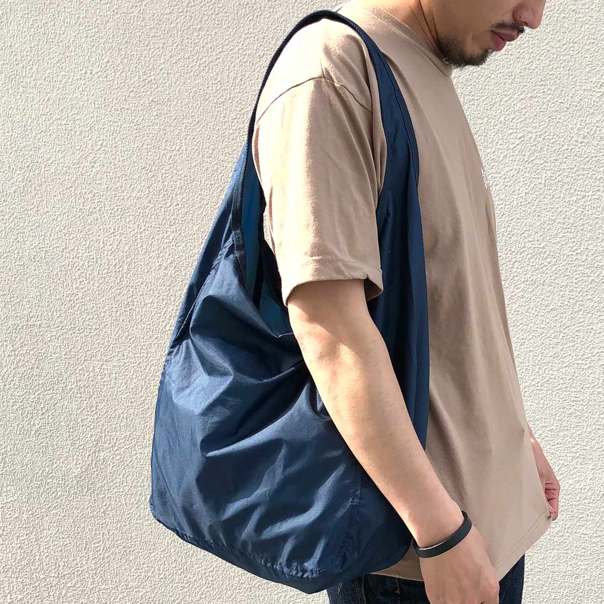 エコバッグ ET パッカブル ワンショルダー BAG コンパクト 紐付き ( マイバッグ トートバッグ 買い物バッグ レジ袋 レジバッグ 買い物袋 折りたたみ サブバッグ マルシェバッグ 肩掛け はっ水 軽量 おしゃれ カジュアル ) 【ブラック】 ブラック