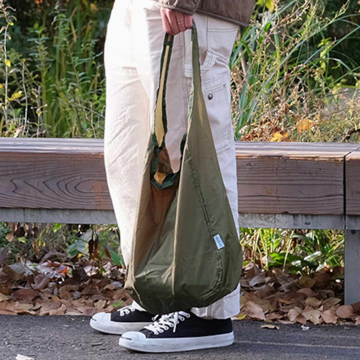 エコバッグ ET パッカブル ワンショルダー BAG コンパクト 紐付き ( マイバッグ トートバッグ 買い物バッグ レジ袋 レジバッグ 買い物袋 折りたたみ サブバッグ マルシェバッグ 肩掛け はっ水 軽量 おしゃれ カジュアル ) 【ブラック】 ブラック