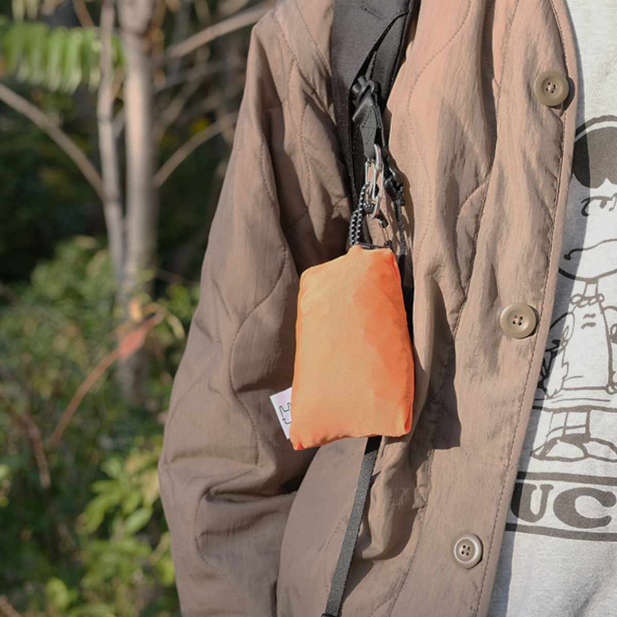 エコバッグ ET パッカブル ワンショルダー BAG コンパクト 紐付き ( マイバッグ トートバッグ 買い物バッグ レジ袋 レジバッグ 買い物袋 折りたたみ サブバッグ マルシェバッグ 肩掛け はっ水 軽量 おしゃれ カジュアル ) 【ブラック】 ブラック