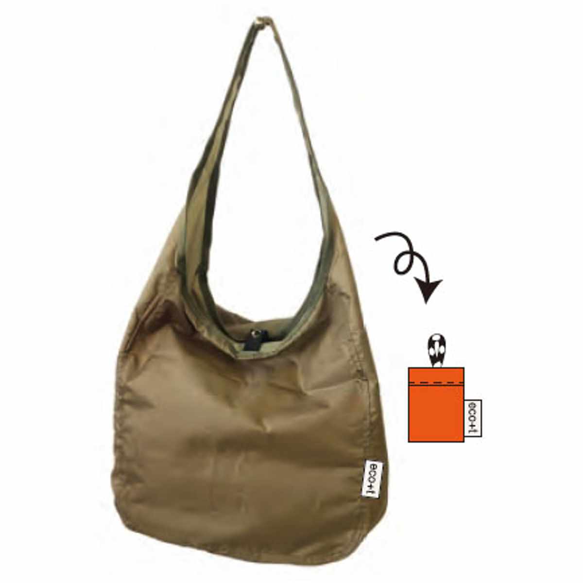 エコバッグ ET パッカブル ワンショルダー BAG コンパクト 紐付き ( マイバッグ トートバッグ 買い物バッグ レジ袋 レジバッグ 買い物袋 折りたたみ サブバッグ マルシェバッグ 肩掛け はっ水 軽量 おしゃれ カジュアル ) 【ブラック】 ブラック