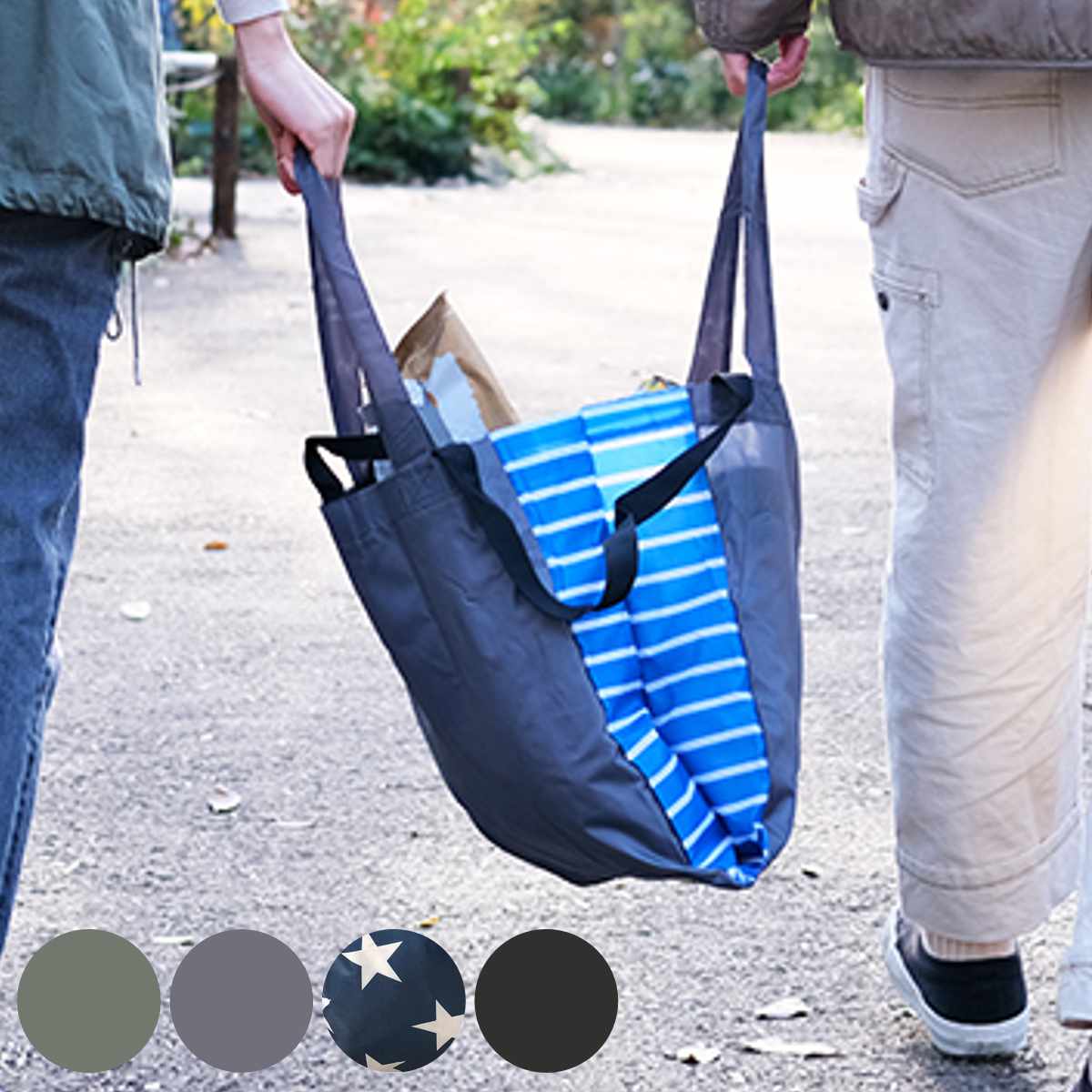 エコバッグ ET 3WAY 2部屋 BAG コンパクト 肩掛け 手持ち 斜め掛け （ マイバッグ トートバッグ 買い物バッグ レジ袋 レジバッグ 買い物袋 折りたたみ サブバッグ マルシェバッグ ショルダーバッグ はっ水 軽量 おしゃれ カジュアル ） 【ブラック】