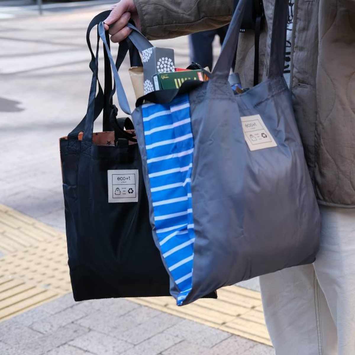 エコバッグ ET 3WAY 2部屋 BAG コンパクト 肩掛け 手持ち 斜め掛け ( マイバッグ トートバッグ 買い物バッグ レジ袋 レジバッグ 買い物袋 折りたたみ サブバッグ マルシェバッグ ショルダーバッグ はっ水 軽量 おしゃれ カジュアル ) 【ブラック】 ブラック