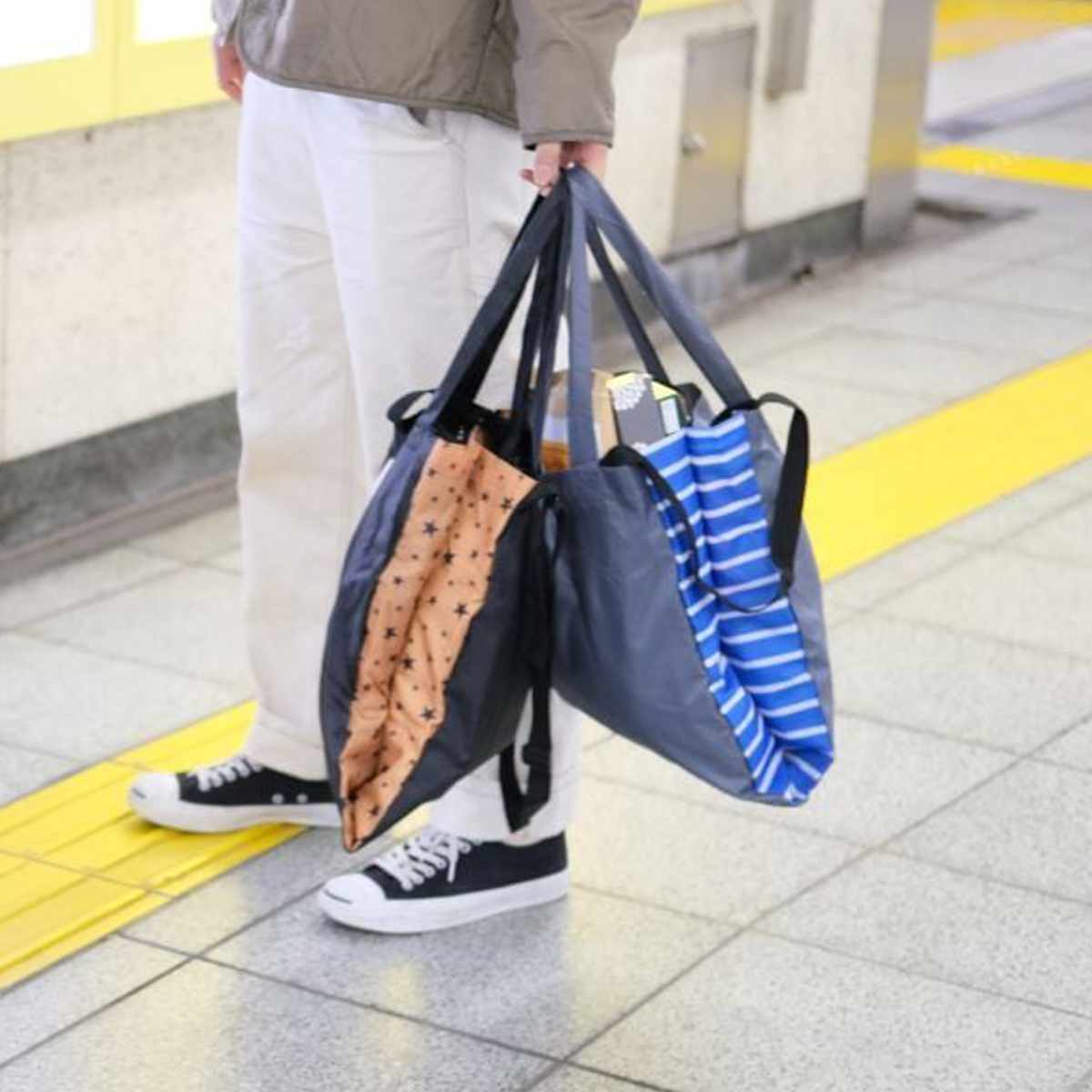 エコバッグ ET 3WAY 2部屋 BAG コンパクト 肩掛け 手持ち 斜め掛け ( マイバッグ トートバッグ 買い物バッグ レジ袋 レジバッグ 買い物袋 折りたたみ サブバッグ マルシェバッグ ショルダーバッグ はっ水 軽量 おしゃれ カジュアル ) 【ブラック】 ブラック