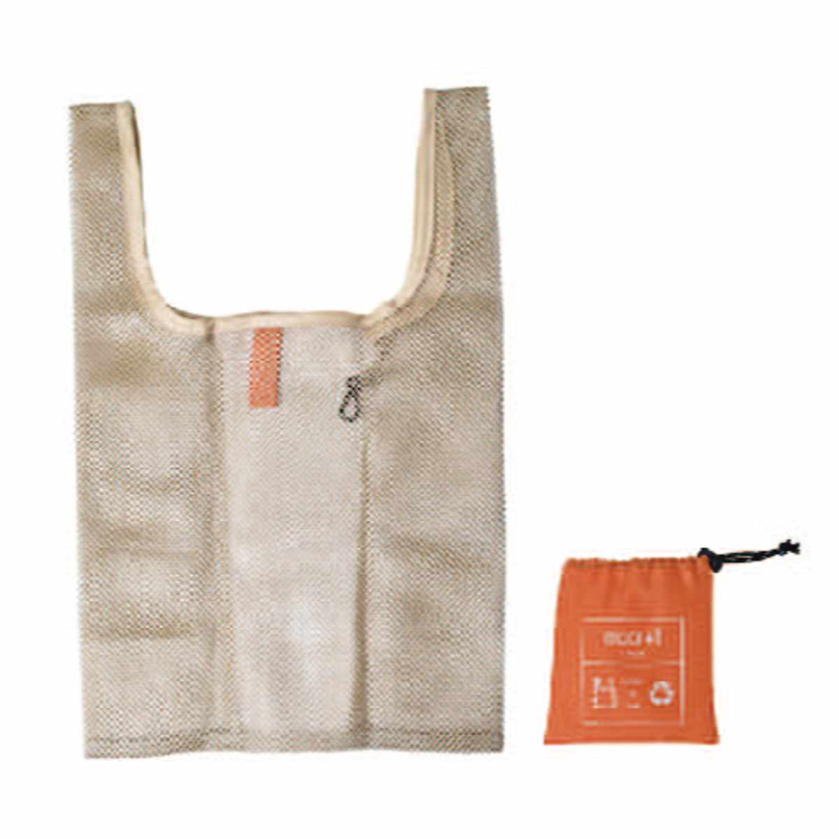 エコバッグ ET メッシュ BAG マチ付き 収納袋付き ( マイバッグ トートバッグ 買い物バッグ レジ袋 レジバッグ 買い物袋 折りたたみ サブバッグ マルシェバッグ メッシュトート コンビニ 弁当 軽量 カジュアル おもちゃ 公園 海 ) 【ベージュ】 ベージュ