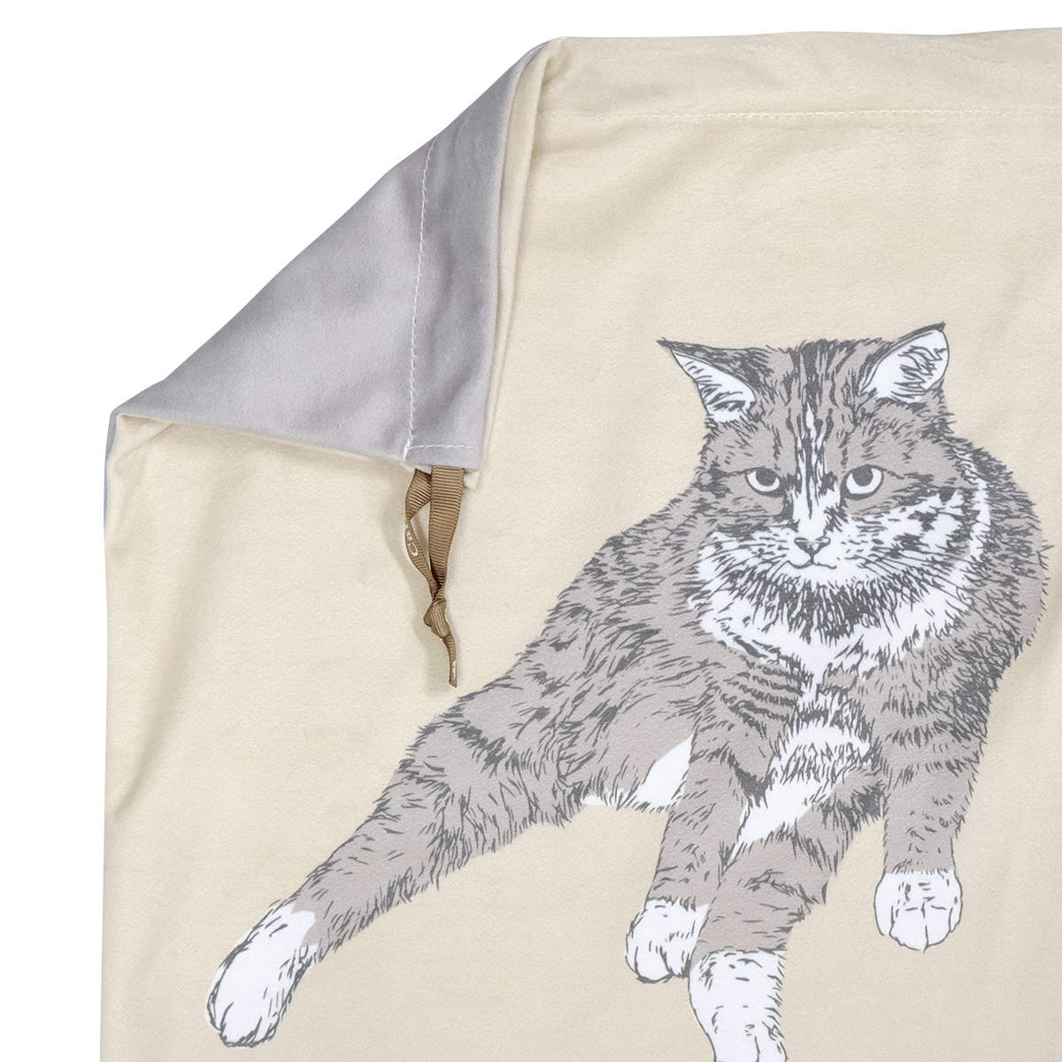 三毛猫　ハンドメイド　丸い　巾着　ベージュ のほほん猫ちゃんの丸巾着袋 三毛猫 トラ猫 巾着袋 mulberry-y