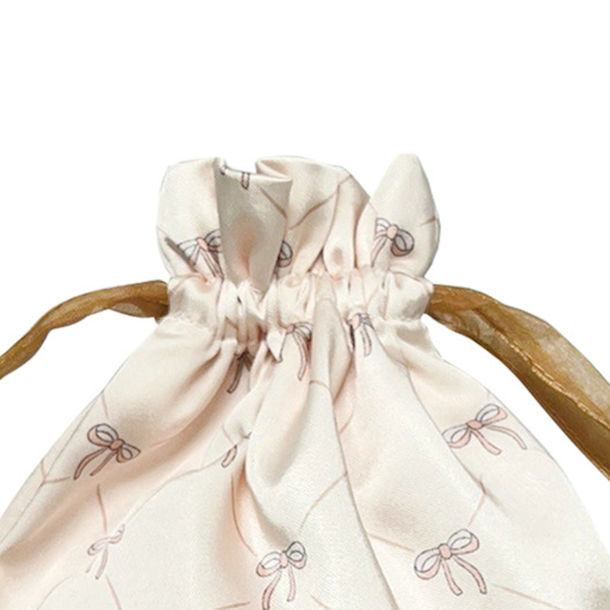 巾着 リボン サテン 巾着ポーチ ( 巾着袋 小物入れ 持ち運び 収納ポーチ メイクポーチ 手提げ 旅行 バッグインバッグ 巾着バッグ 小物収納 ハンドバッグ プレゼント おしゃれ 大人 かわいい 雑貨 ) 【ブルー】 ブルー