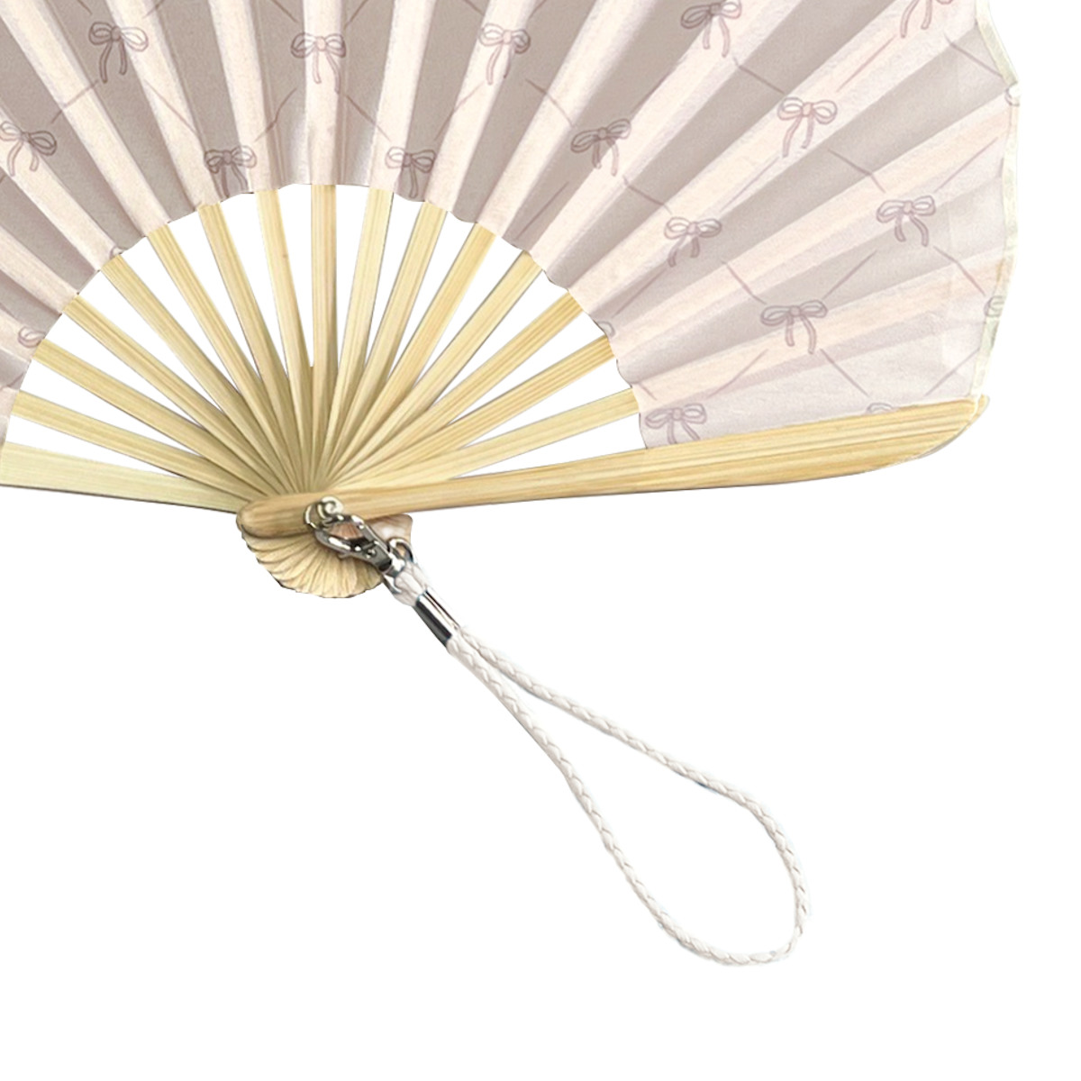 扇子 リボン 扇子&ケースセット ストラップ付 ( せんす 団扇 うちわ 和雑貨 かわいい 持ち運び 夏 暑さ対策 グッズ 熱中症対策 涼しい お祭り 夏祭り 和風 和装 小物 プレゼント おしゃれ レディース ) 【ピンク】 ピンク