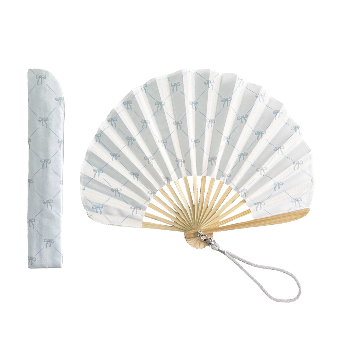 扇子 リボン 扇子&ケースセット ストラップ付 ( せんす 団扇 うちわ 和雑貨 かわいい 持ち運び 夏 暑さ対策 グッズ 熱中症対策 涼しい お祭り 夏祭り 和風 和装 小物 プレゼント おしゃれ レディース ) 【ピンク】 ピンク