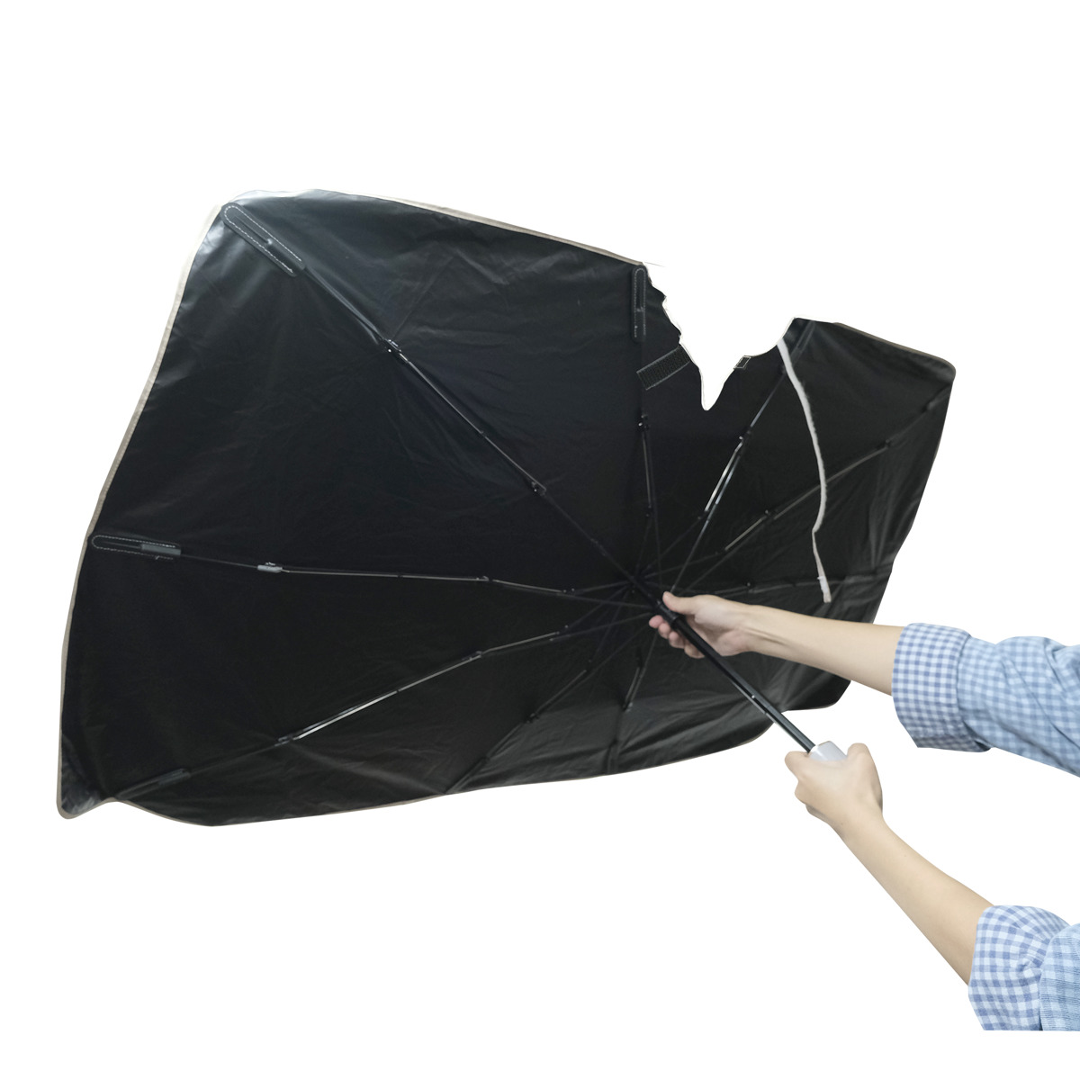 カーサンシェード ミッフィー 傘サンシェード 折りたたみ傘タイプ ( miffy サンシェード 傘 車 フロント キャラクター かわいい カー用品 日よけ サンシェイド 自動車 傘型 吸盤不要 劣化軽減 日除け 車用品 コンパクト 収納袋付き ) 【ミッフィーフェイス】 ミッフィーフェイス