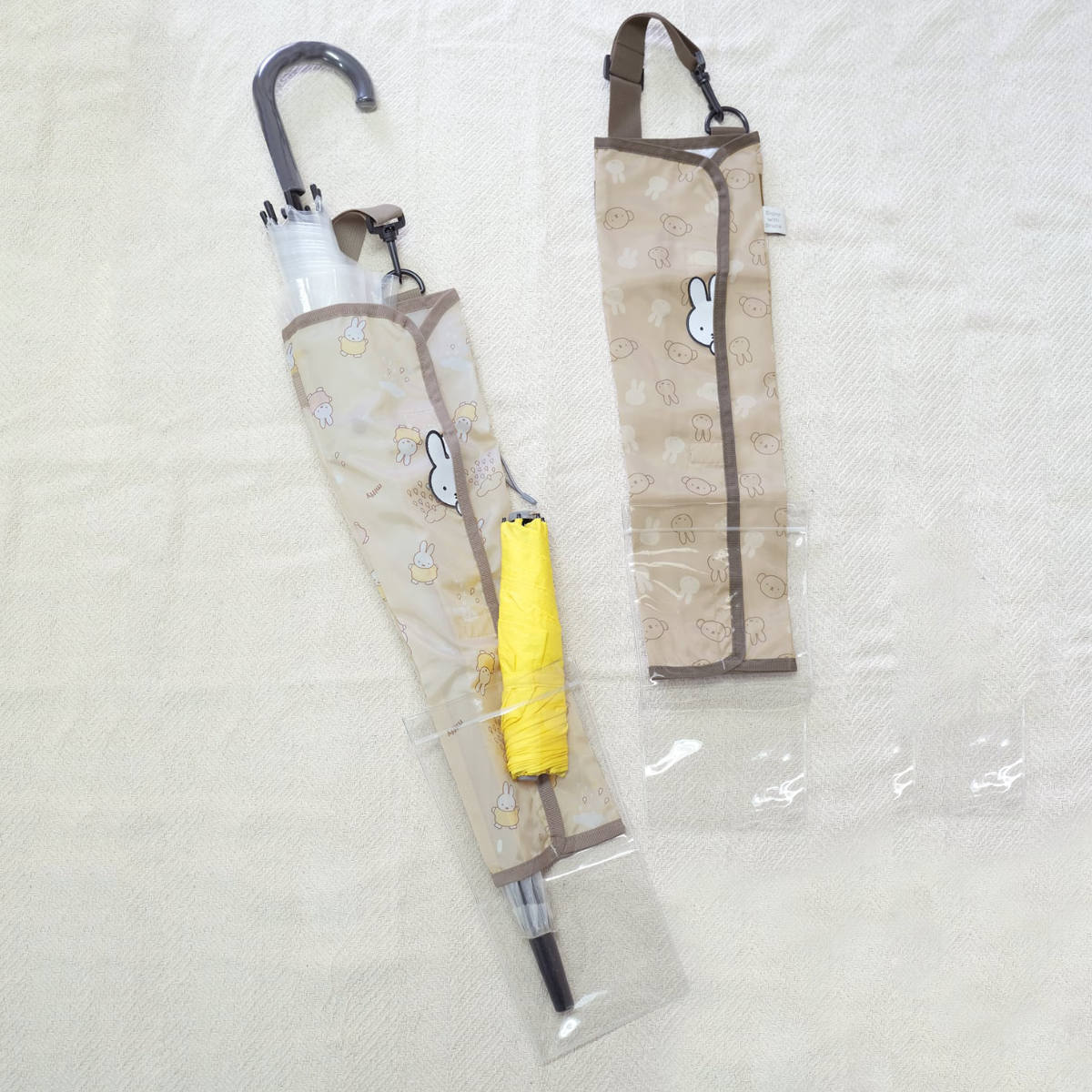 傘カバー ミッフィー 傘ポケット 外ポケット付き 長傘 折りたたみ傘 車用 ( miffy 傘ケース 傘袋 収納 吊り下げ 傘立て 車 玄関 キャラクター アンブレラケース ヘッドレストポール 取り付け 簡単 取り外し可能 雨の日 車内 屋内 ) 【ミッフィーとボリス】 ミッフィーとボリス