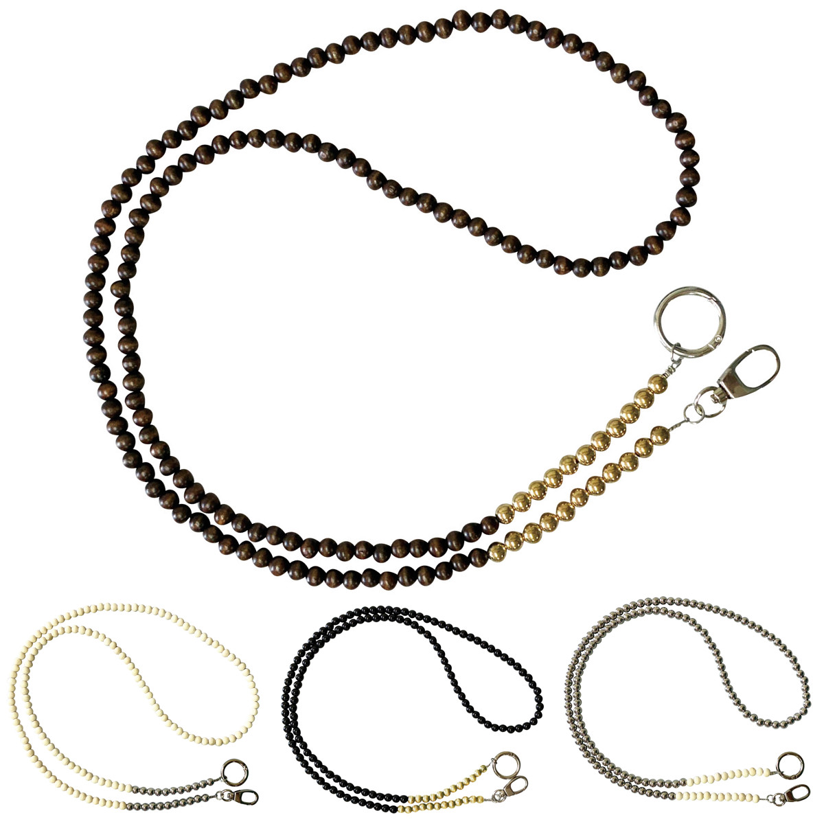 ビーズ ショルダー ストラップ バックチャーム （ スマホショルダー 挟むだけ 紐 肩掛け 斜めがけ スマホストラップ ショルダーストラップ 落下防止 かわいい おしゃれ スマホ 旅行 持ち歩き レディース メンズ 紛失防止 ） 【ブラック】