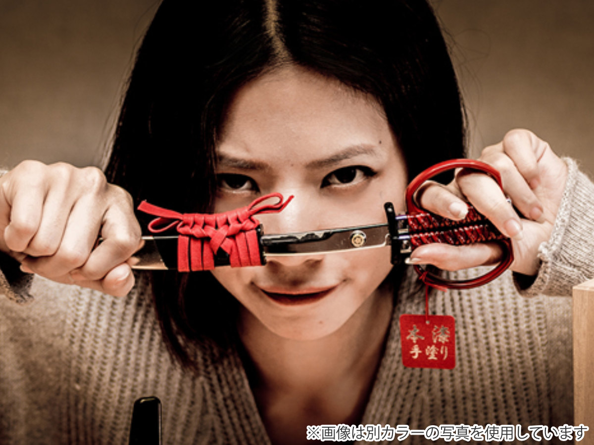 ハサミ 日本刀 はさみ 徳川家康 モデル 越前塗り ( 桐箱入り 鋏 ケース付き 刀 武将 侍 文具 文房具 ステンレス刃 関の刃物 漆 日本製 ステーショナリー 事務 作業 工作 DIY 雑貨 プレゼント お土産 ミニチュア オブジェ 置物 )